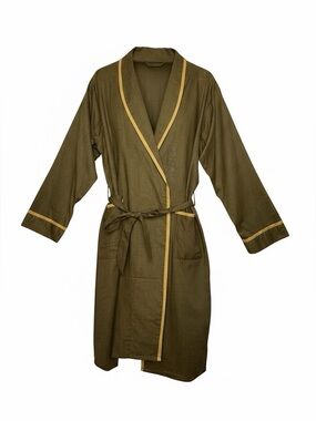 WELDON Vintage Olive Brown Cotton Blend 50’s 60’s Short Robe Size Large